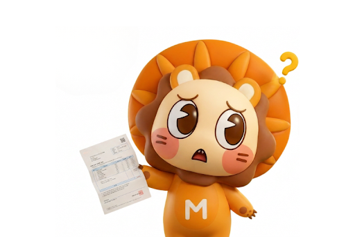 메리츠 파트너스 캐릭터가 가족 보험 보장 내용과 수수료 구조를 고민하는 모습